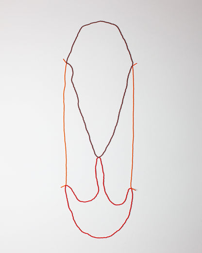 'Beads for Buildings + Bodies: Curtain no. 3 (red and orange)' necklace