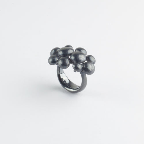 Blackened silver bubble ring