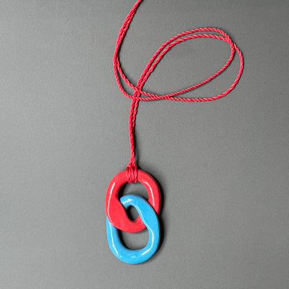 Porcelain pendant - red & blue