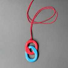 Porcelain pendant - red & blue