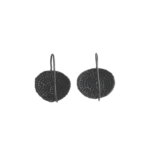 'Punched dot' hook earrings - black