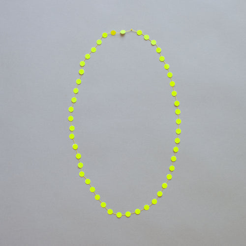 'Paper pearls' necklace - fluoro yellow
