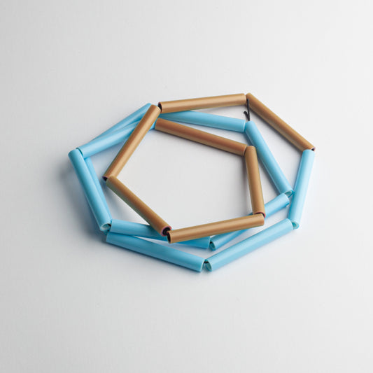 'Straws' necklace - brown/blue