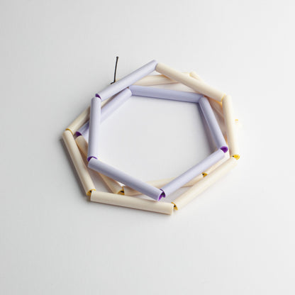 'Straws' necklace - mauve/ivory