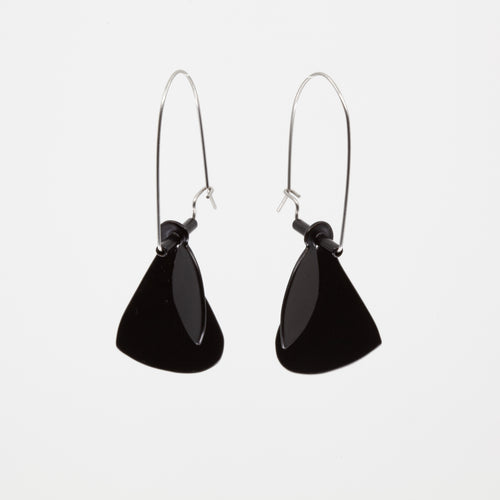 'Leaf' earrings (L) - black