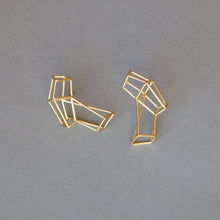 Gold frame stud earrings