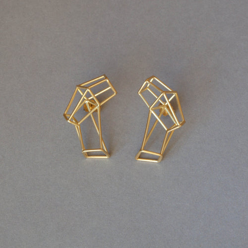 Gold frame stud earrings