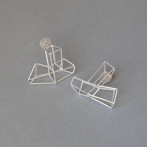 Silver frame stud earrings