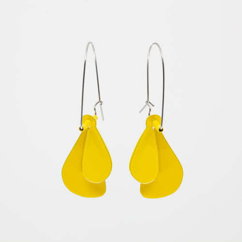 'Leaf' earrings (L) - yellow